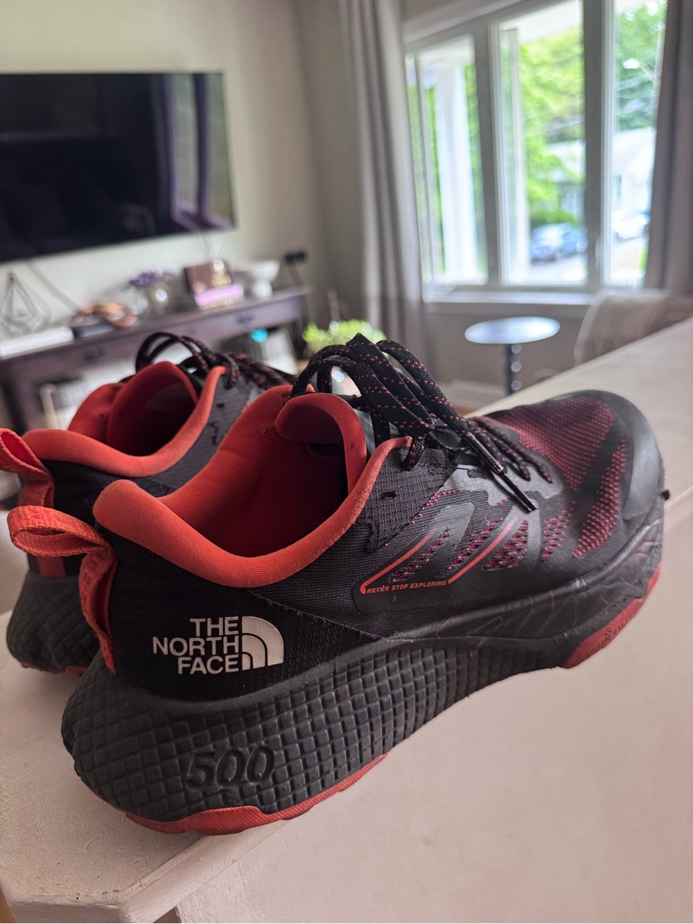 The North Face AltaMesa 500 Men's Black & Red Trail Running Shoes, size 12